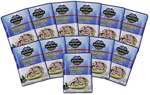 Wild Planet Skipjack Wild Tuna, No Salt Added, Pouch, Keto and Paleo, 3rd Party Mercury Tested, (Pack of 12), 3 Ounce