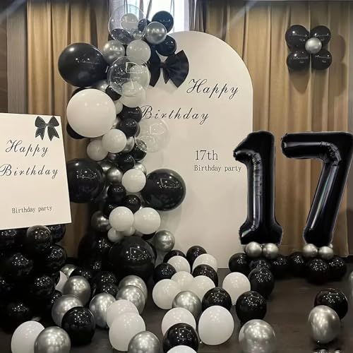 Image of Number Balloons Black Party Balloon - Giant Number 7 Balloon, 40 Inch Large Balloon for Birthday Decorations, Black Party Supplies for Men Women