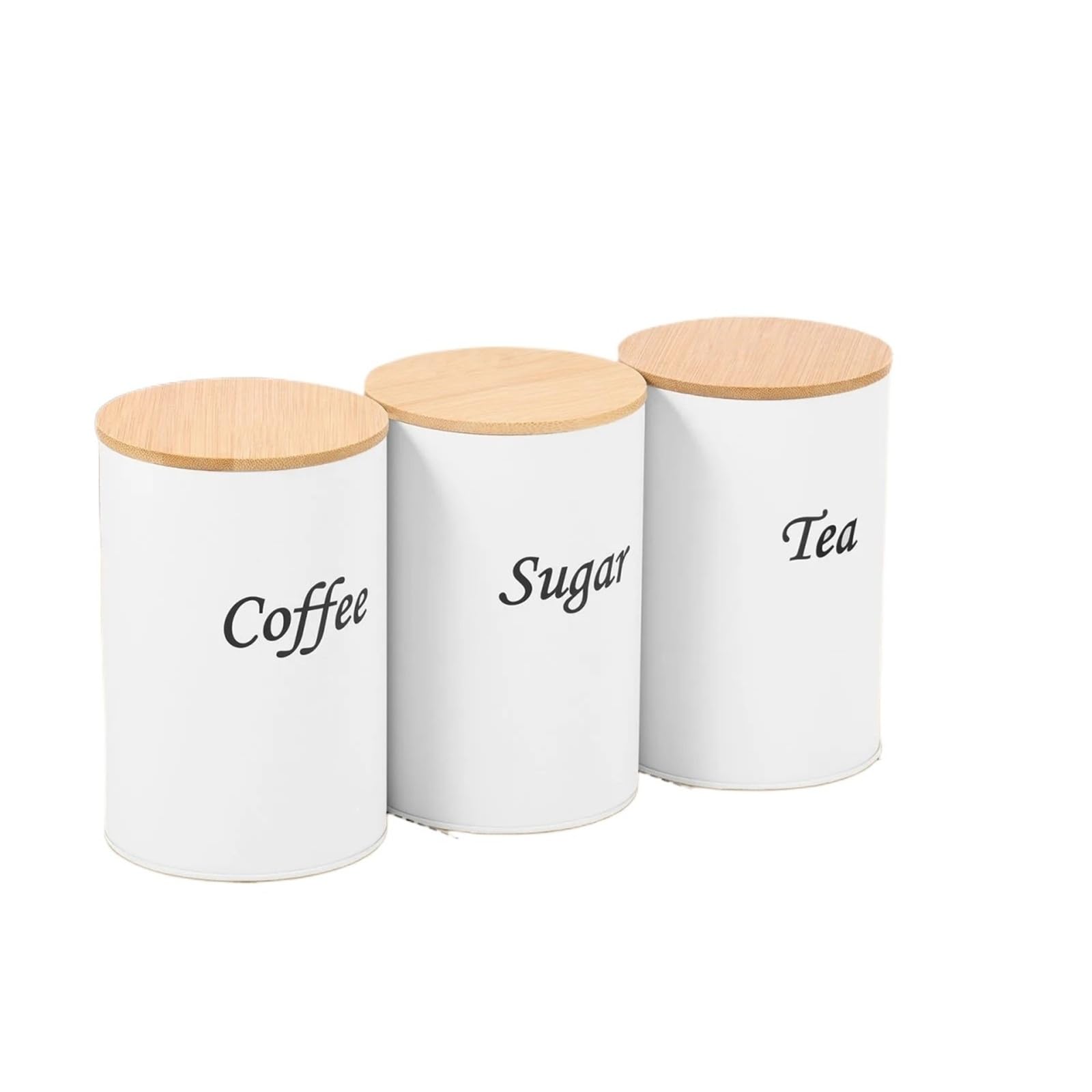 FDBTYJN Tea Caddy 3Pcs Coffee Bean Storage With Lid Metal Tea Sugar Container Name Marker Jar Kitchen Organization(B White)