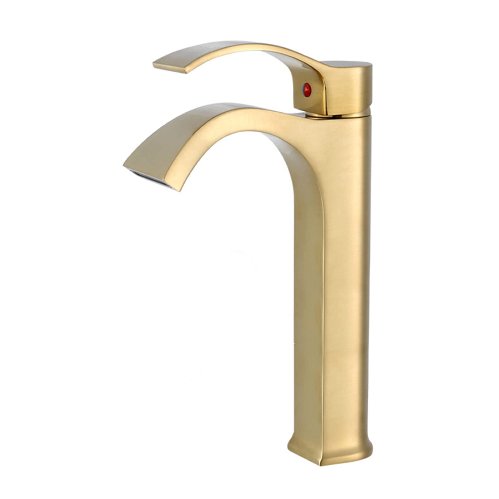 HLTYGWX Wasserfall-Wasserhahn für Badezimmer, Warm- und Kaltwaschtisch-Mischbatterie, massives Messing, Einhand-Wasserfall-Waschtischarmaturen, hoch, schwarz (Farbe: gebürstetes Gold)