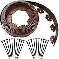 20 Ft Landscape Edging Kit, Brown Garden Edging Border with 20 Edging Plastic Stakes, Landscaping Edging Roll for Flower Bed Lawn Driveway Yard