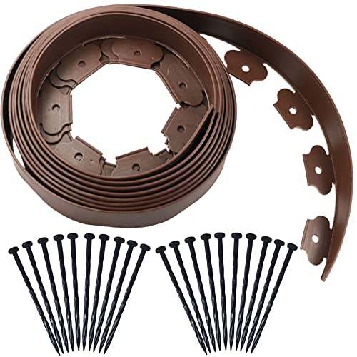 20 Ft Landscape Edging Kit, Brown Garden Border with 20