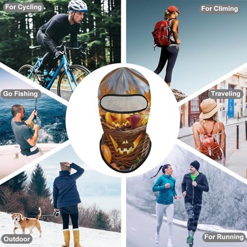 Máscara facial de pasamontaña con diseño de hoja de arce y calabaza para hombres y mujeres, protección solar, transpirable, cubre todo el rostro para senderismo, ciclismo, correr y conducir miniatura 6