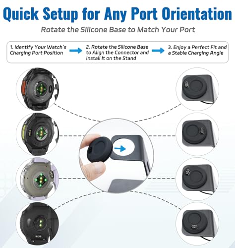 sciuU Charging Stand & Charger Compatible with Garmin Forerunner/Fenix/Venu/Instinct/Vivoactive Series, Charger Dock with Detachable Aluminium Alloy Holder, Safe Charging with 100cm USB Cable - Image 7