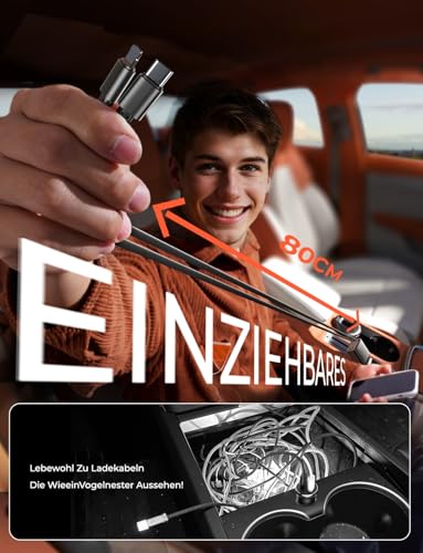 LISEN 84W Zigarettenanzünder USB C Einziehbares Auto SchnellLadegerät Adapter - 2026 Personalisierte Geschenke für Männer Frauen für Sie Ihn, Auto Zubehör Camping Gadget für iPhone 17 Pro Max 17e