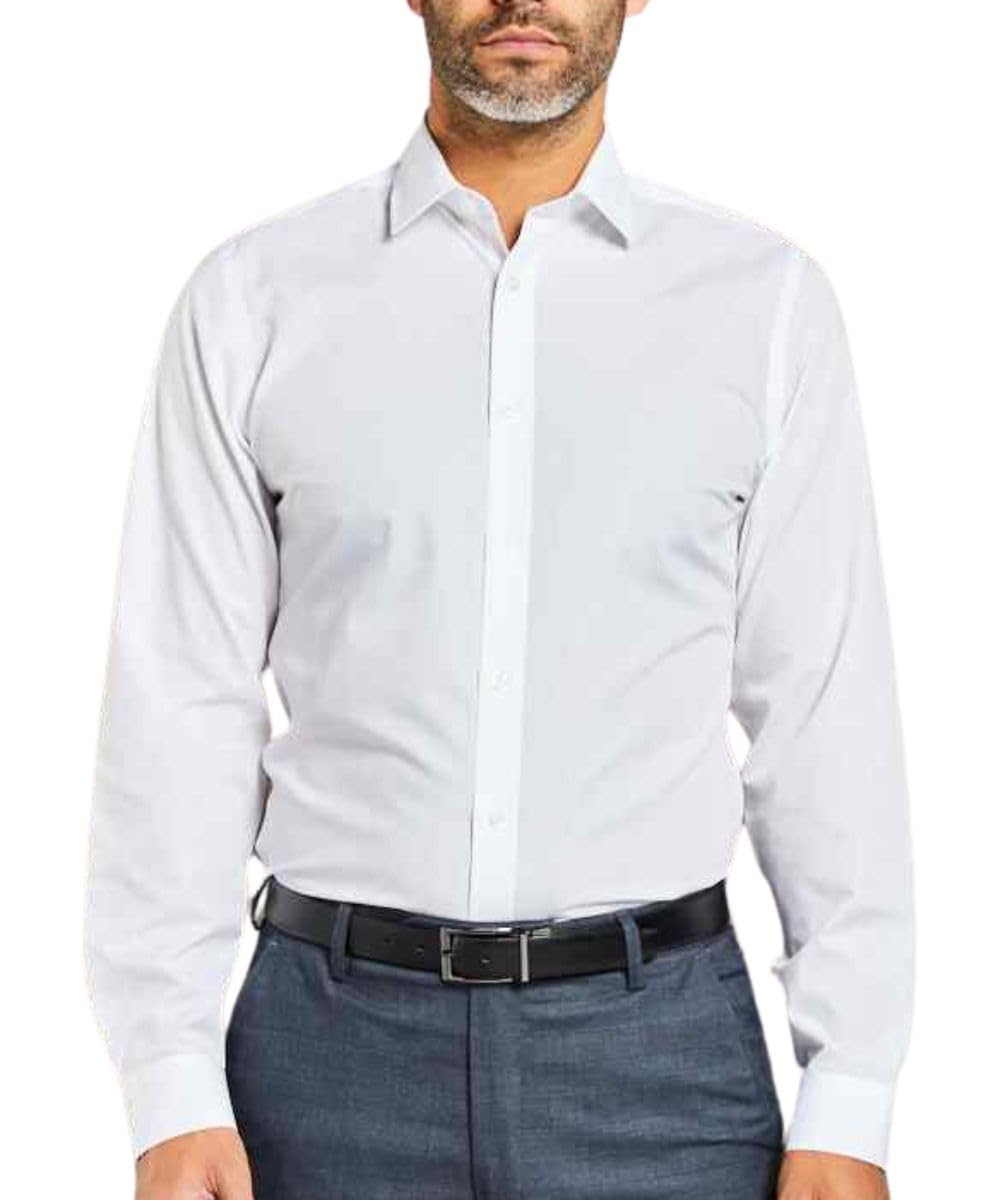 Double Two Men's White Slim Fit Wrinkle Free Shirt In In Collar 15.5