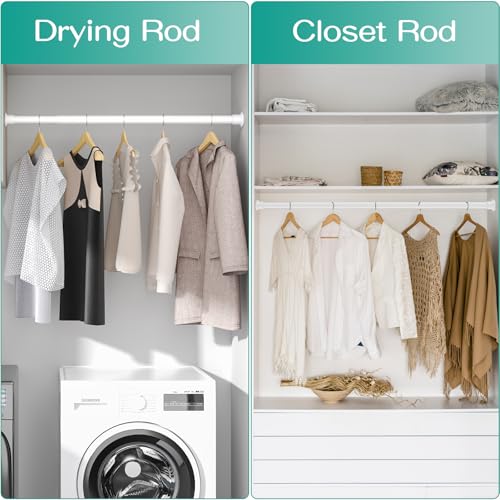 Image of Tension Curtain Rod by EZFurni, 28 to 42 Inch, Adjustable Curtain Rods No Drilling, Heavy Duty Tension Rod, Anti-Slip Spring Loaded Curtain Rods for Window, Closet, Door, White
