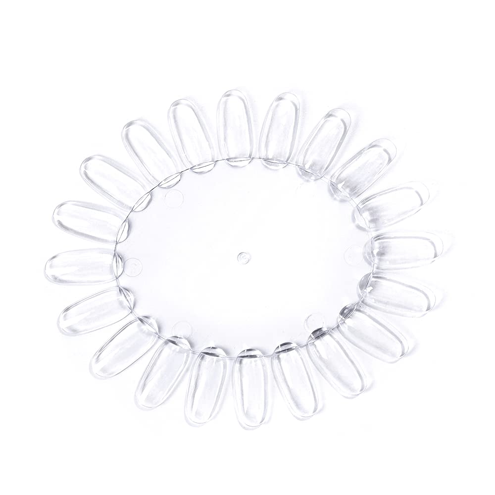 Alexnailart 10 Pcs Nail Display Wheels with 21 Tips Round False Nail Art Tips Palette Nail Art Practice Display Board (Clear)