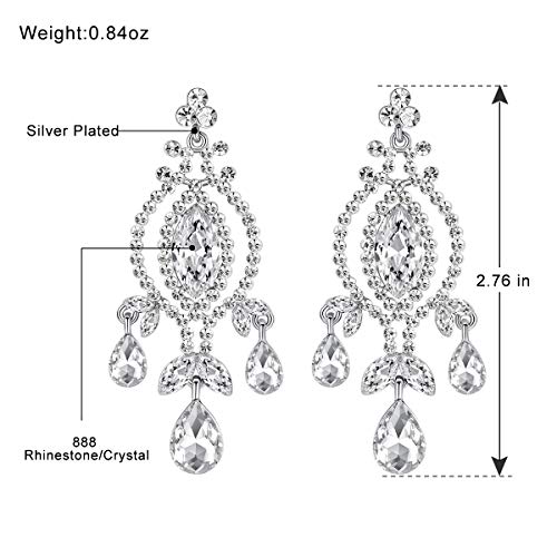 Mecresh Silver/Gold Wedding Simulated Pearl Flower Teardrop Crystal Dangle Earrings Jewelry For Women (B-Clear Earring) #TOP2