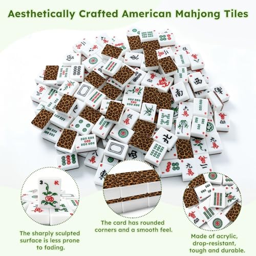 Set American Mahjong con fichas acrílicas 1.4'' y bolsa miniatura 6