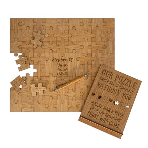 Wedding guest book alternative jigsaw puzzle personalized guestbook | laser engraved...