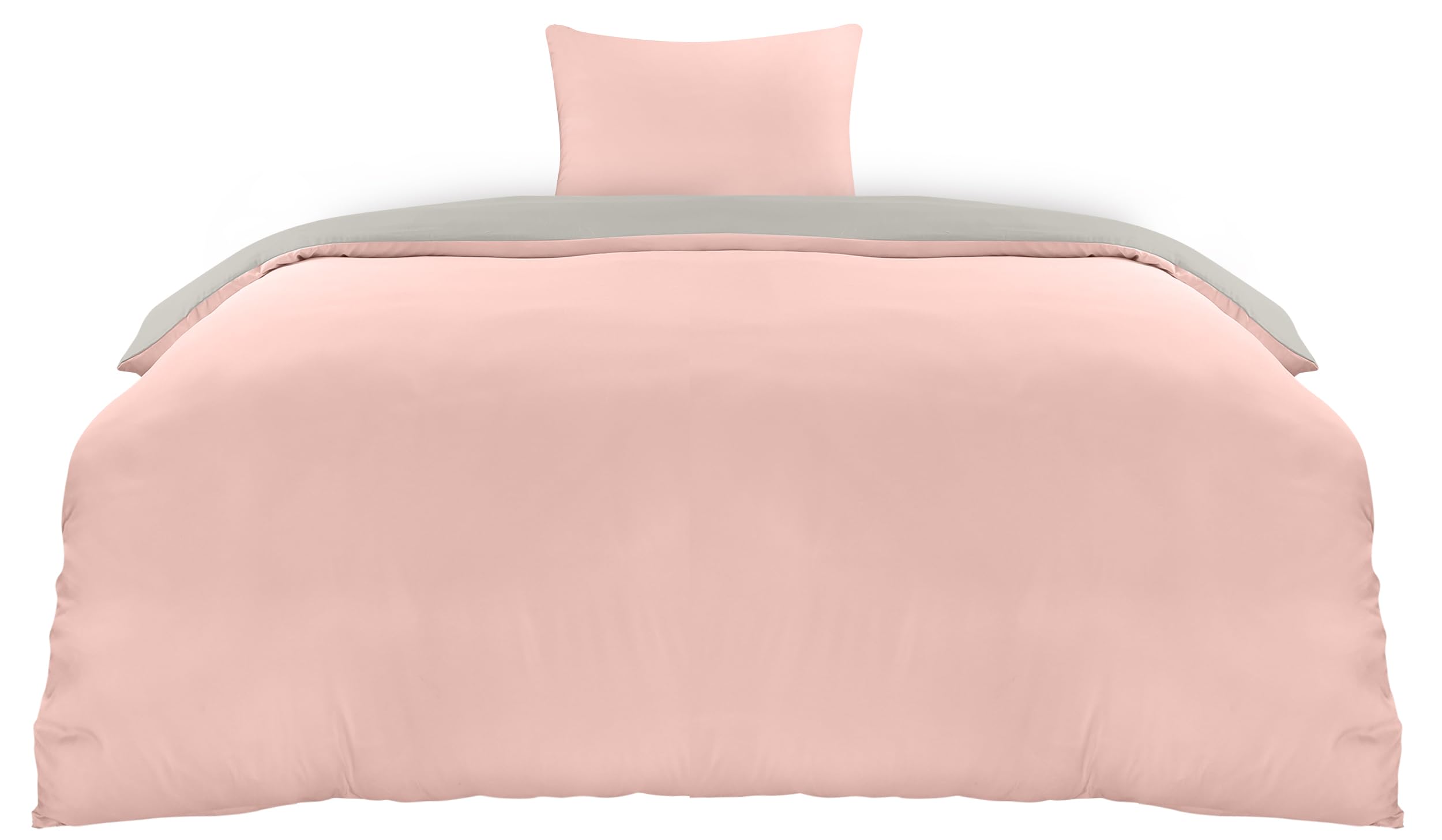 Utopia Bedding Copripiumino Singolo - Microfibra Copripiumino 135x200cm + Federa 80x80cm - Grigio/Rosa