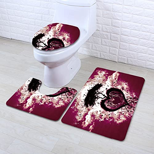 Badematten Set 3 teilig,Toilettenmatte Set,3er Badgarnitur Badezimmer Matte Set Dusch Bade Matte Vorleger Teppich 3D…