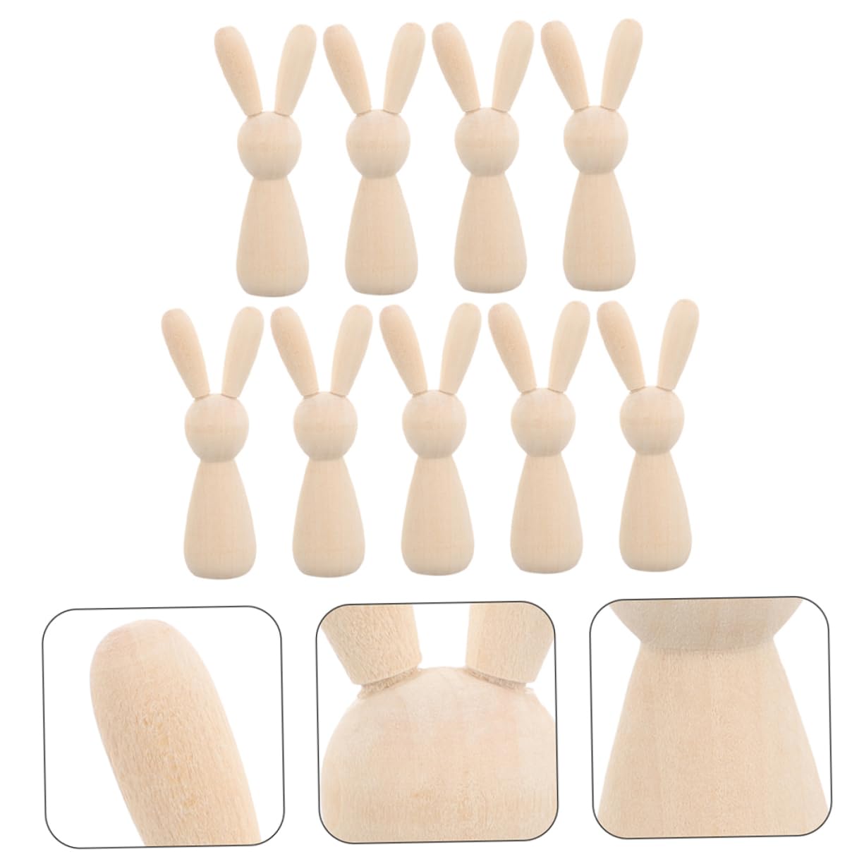 SHINEOFI 3 Juegos Títere De Conejito Conejos De Bricolaje Graffiti Madera Conejos Suministros De Bricolaje Para Niños Bricolaje Y Manualidades Figura De Conejo Diy De Madera 12 Uds * 3