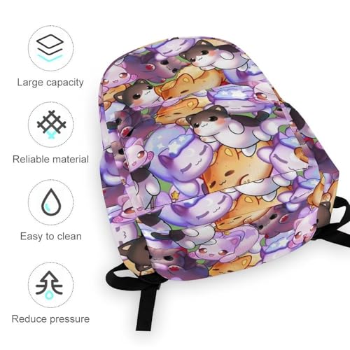 Generic Purple Cat Backpack With Lunch Box Pencil Bag 3Set for Men Women-B2
