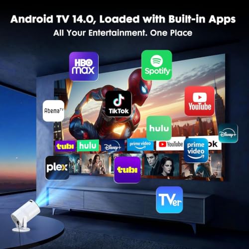 Image of Mini Projector with WiFi and Bluetooth, Built-in Apps, 210 Rotatable Portable Projector, 1080P Support Movie Projector for Bedroom, Compatible with Smartphone /TV Stick /HDMI /USB