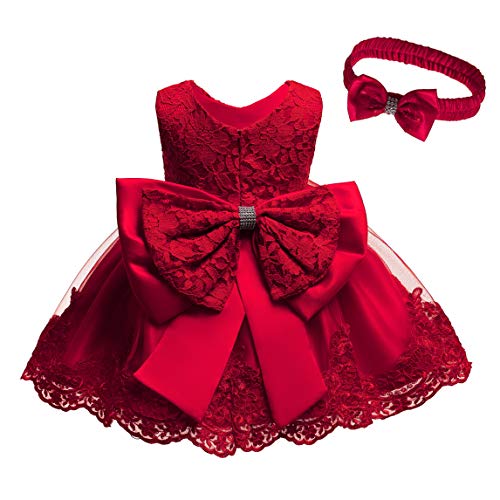 Girls Kids Tulle Flower Red Dress Baby Girl Princess Christmas Pageant Birthday Party Dresses(Red6M)