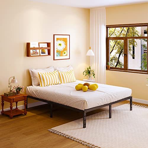 Vengarus 14 Inch Metal Platform Bed Frame,Steel Slat Support,No Box Spring Needed,Easy Assembly,Storage Space Under The Bed-Queen Bed Frame #TOP6