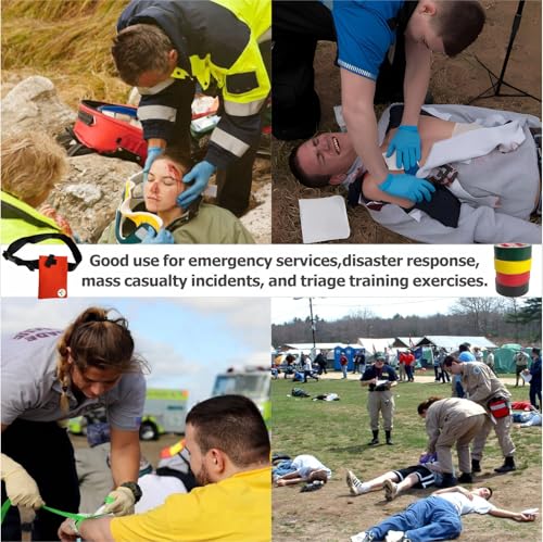 Image of Triage Tape & Belt Pack Kits, Outdoor First Aid Supplies (Black:Deceased, Red:Immediate, Yellow:Delayed, Green:Minor)