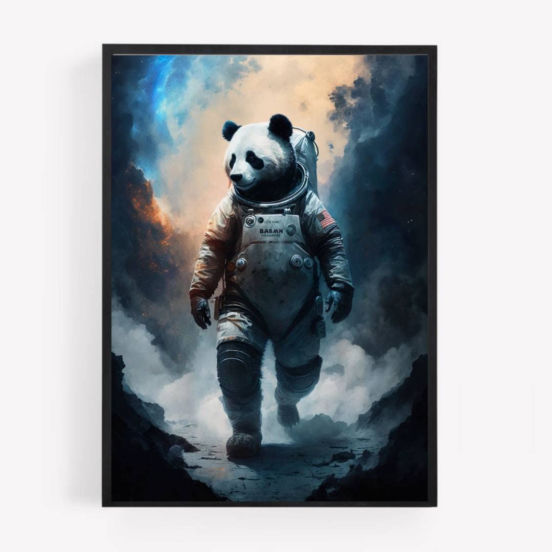 gfc panda astronaut funny Print Picture Poster heart A4 UNFRAMED space funny retro bedroom nursery wall art Home decor Decorating