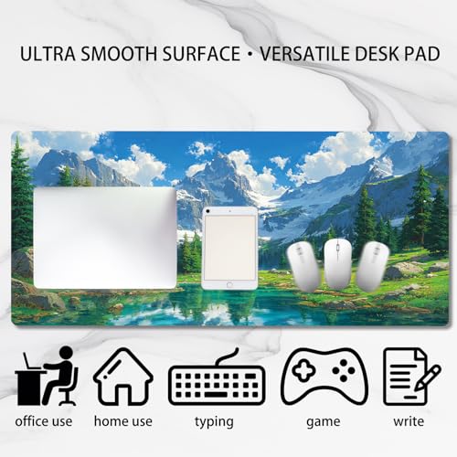 Image of Nuxovilar Professional Large Mouse Pad & Computer Game Mouse Mat (35.4x15.7IN, Fresh Landscape with Lake & Mountains Art) (90 * 40cm Fresh Landscape)