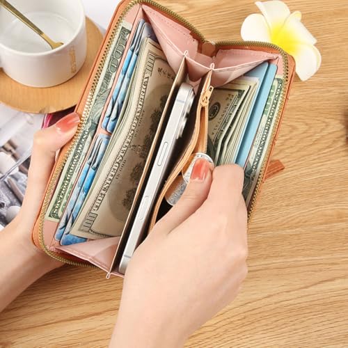 Two packs Womens Wallet Leather Wallet for Women Ladies Leather Wallets Zip Around Large Long Wristlet Card Holder Organizer Phone Purse2
