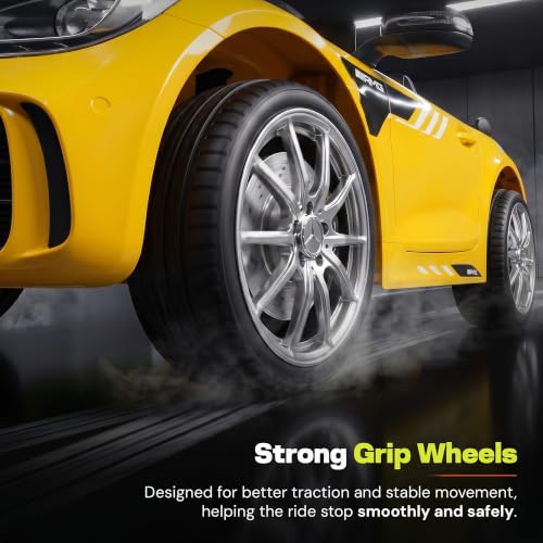 Image of Baybee Spyder Battery Operated Car for Kids | Rechargeable Battery Car with Bluetooth & USB | Electric Kids Car with Parental Control, LED Lights & Music | Ride on Cars for Kids 1-5 Years (Yellow)