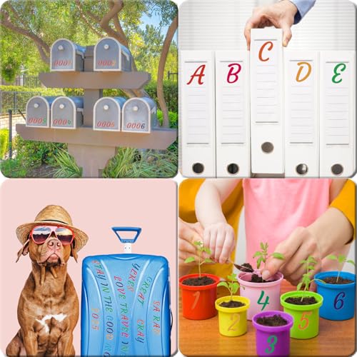 Image of 380 Pieces 10 Sheets Letter Stickers,Self Adhesive Waterproof Mailbox Numbers Stickers,Alphabet Decals for DIY,Bulletin Board,Window,Door,Sign,Bike,Car,Laptop,Scrapbook(Colorful,2 Inch)