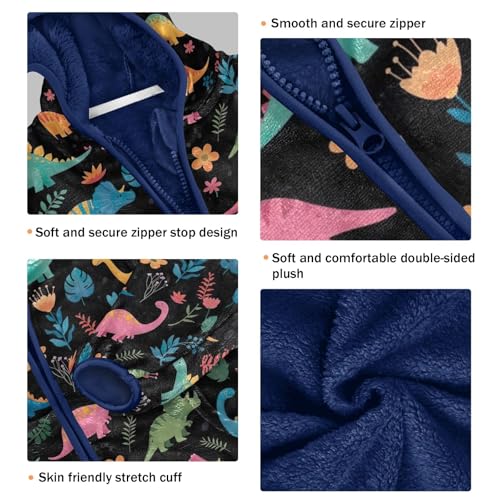 CHIFIGNO Colorful Dino Boys Fleece Zip up Jacket Light Soft Fleece Outerwear Jackets 3T3