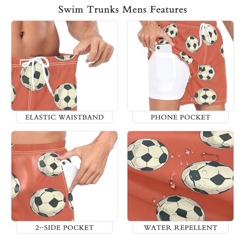 xigua Soccer Balls Mens Swim Trunks with Liner, 5 inch Quick Dry Mens Boardshorts for Beach3