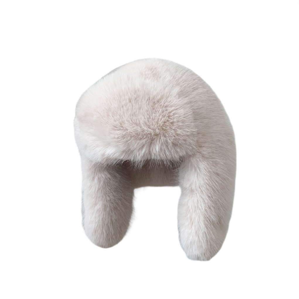 KGM Accessories New Super Fluffy Trapper Hat Soft Fleecy Faux Fur hat - Womens Mens Winter Hats (White)