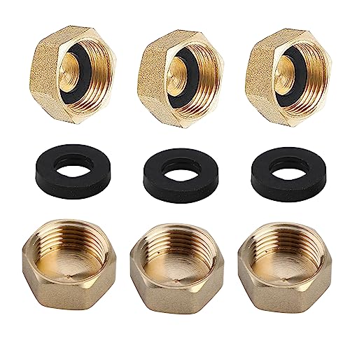 Fagent Tapón de Latón, 6 PiezasTapa Ciega Hexagonal Rosca Interna, Tapones para Tubos Desague Lavabo Radiadores Agua con Gas Llaves de Tubo Grifo Jardin Tuberia Accesorios