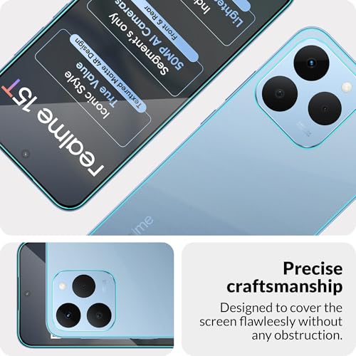 Image of ArmourPro Tempered Glass for Realme 15T with Back Clear Membrane Guard, Edge to Edge Screen Protector, Anti-Bubble, Anti-Fingerprint, Oil Resistant, Installation Kit | Black