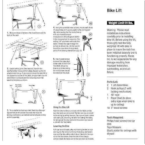 Conjunto de cabides de bicicleta – Conjunto de 2 cabides de bicicleta com sistema de polia aérea par