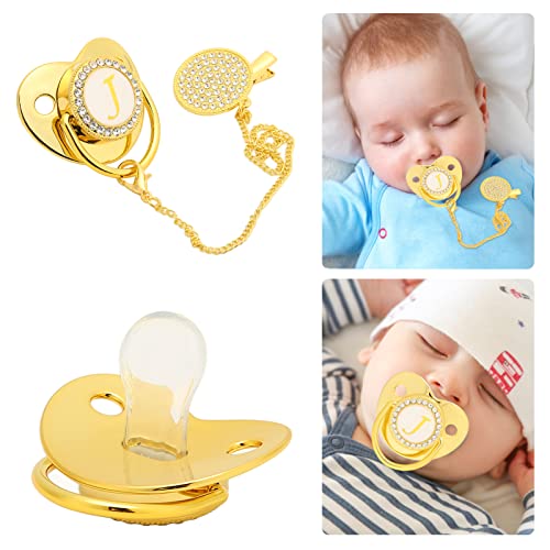 Image of Pacifier with Clip, Ergonomic Curved Design Soft Lightweight Silicone for 6-18 Months Infants Breastfeeding Support (J)