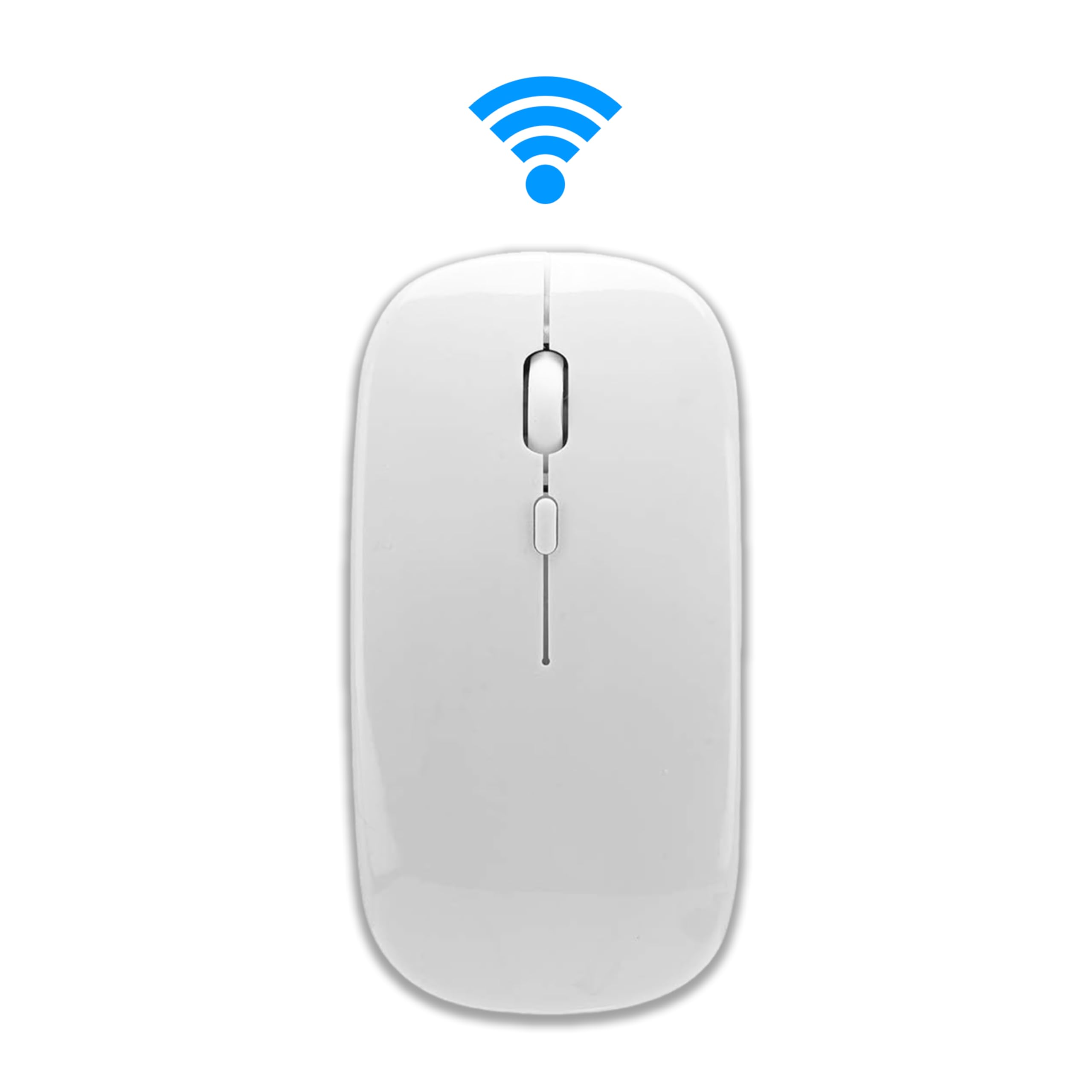 Glassology Dual-Mode Wireless Mouse Bluetooth 5.0 & USB 2.4G, Silent Noiseless Slim Design for Laptop, 4 Adjustable DPI Levels Compatible With Mackbook HP Acer Lenovo Thinkpad in Elegant White.