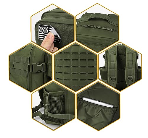 Image of QT&QY 25L /45L Military Tactical Backpack For Men Molle Daypack 3 Day Bug Out Bag Hiking Rucksack With Bottle Holder