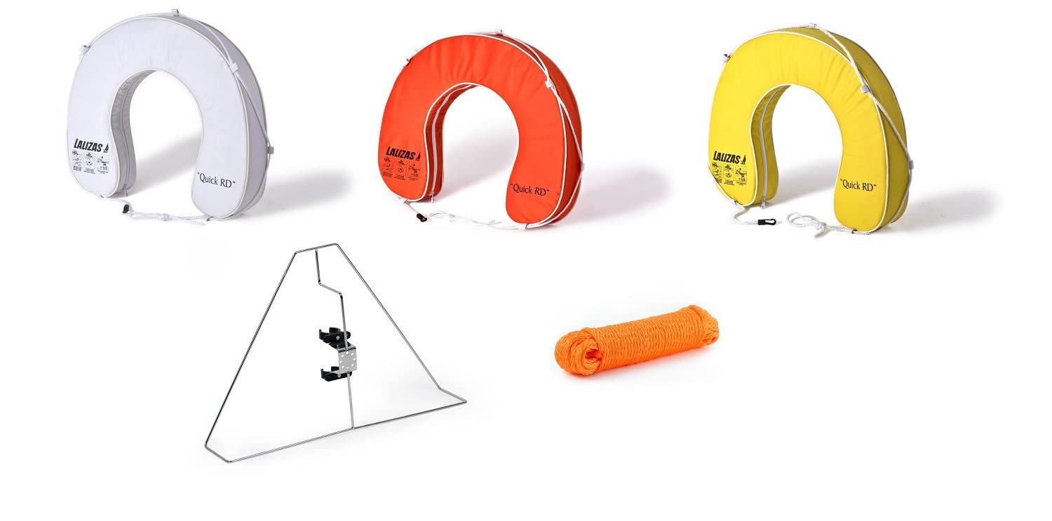 Set Hufeisen Rettungsring, Hufeisenring inkl. Halterung und Sicherungsleine Farbe Weiß