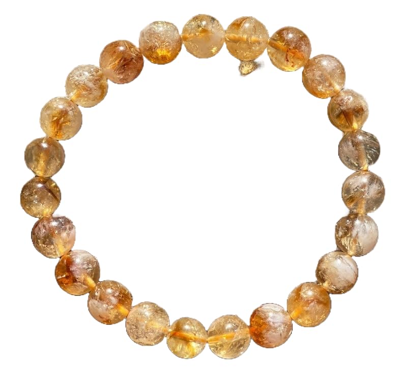 WWG Citrine Bracelet 8mm rondelle smooth 7inch Natural Gemstones Beaded Bracelets for Men Women Healing Crystal Stretch Beaded Bracelet Unisex