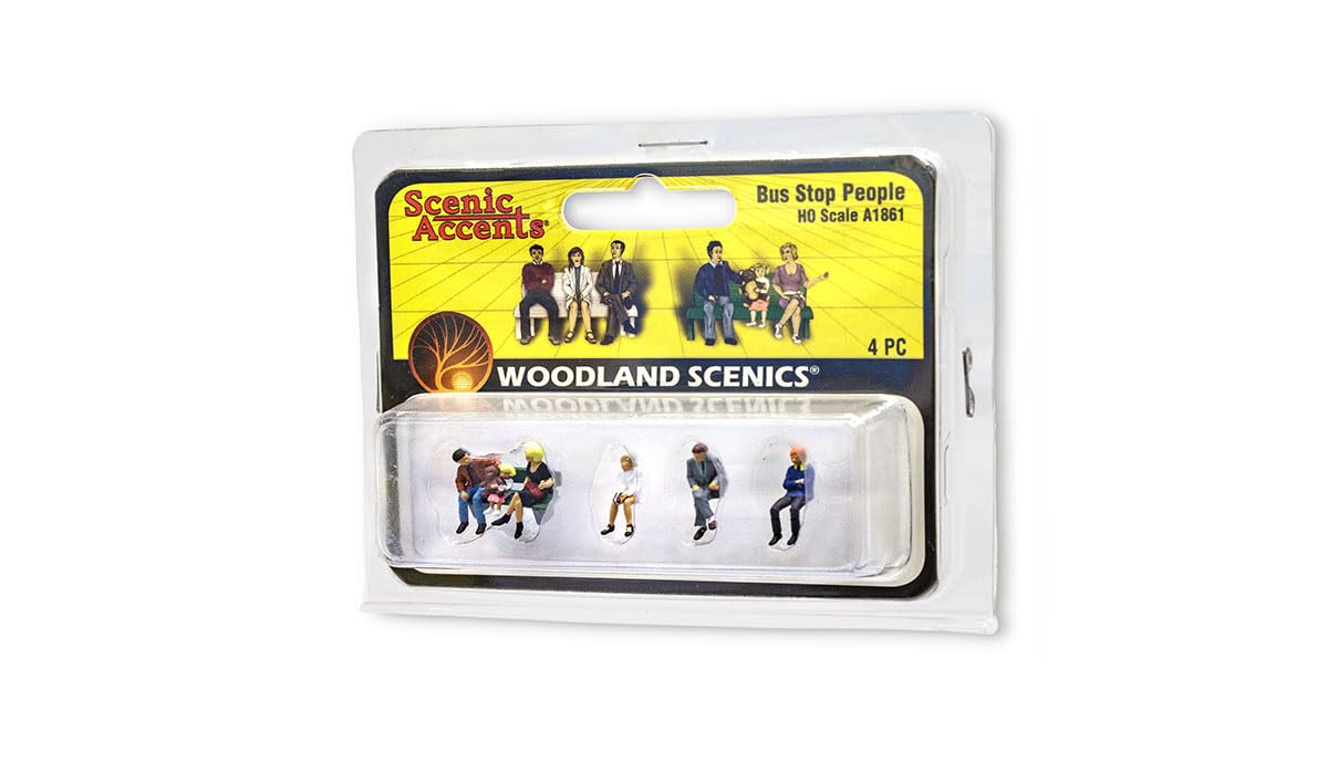 Woodland Scenics H0 Scale (1:87) Sitting People at Station Station 6 Figures 1 Bench HO 1:87 Bus Stop People A1861