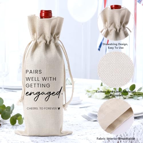 Image of Engaged Gifts Engagement Gifts for Couples Her Engagement Party Decorations | Gift for Couple Wine Bag Scented Candles Set Pairs Well with Getting Engaged Wine Bag Smell Like He Hit The Jackpot