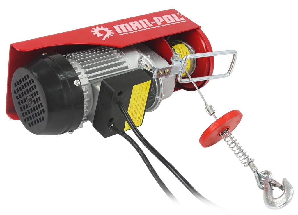 Verricello Argano Elettrico da 125-250 Kg | Potenza 500W | Altezza Sollevamento 6-12 m | Corda in Acciaio Ø3 mm x 12m | Telecomando con Pulsante di Emergenza