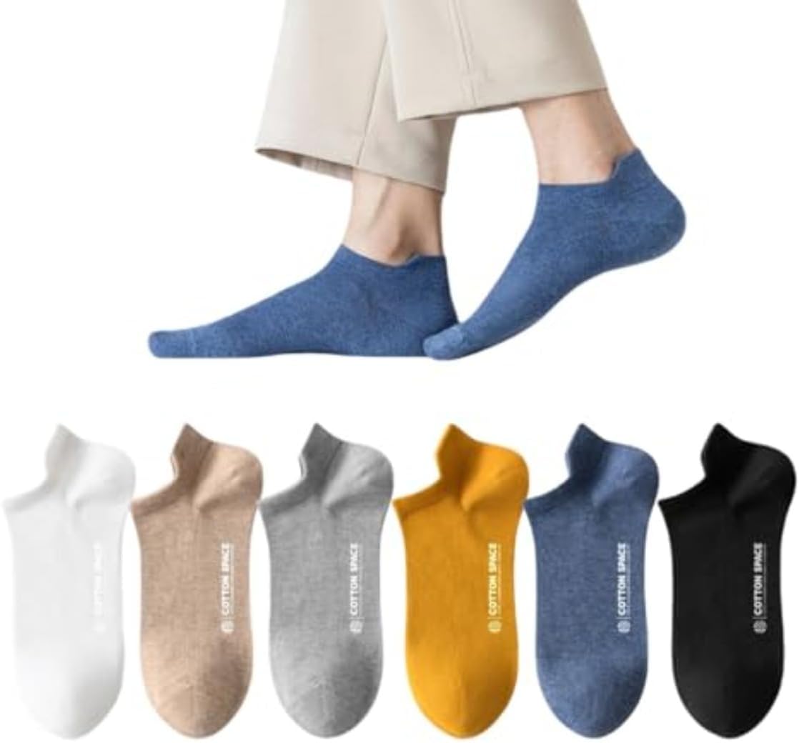 Men's 100% Cotton Low Cut Socks 6 Packs Moisture Wicking Socks Size for All Seasons 6-10/10-13