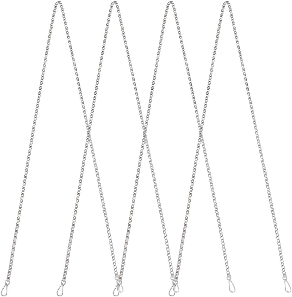 1 Box 4Pcs 31.5 Inch Stain Glass Window Hanging Chain Stainless Steel Picture Hanging Chain Sunshine Catcher Silver with Hooks for Walls Gardens Kitchens Outdoor Decorative