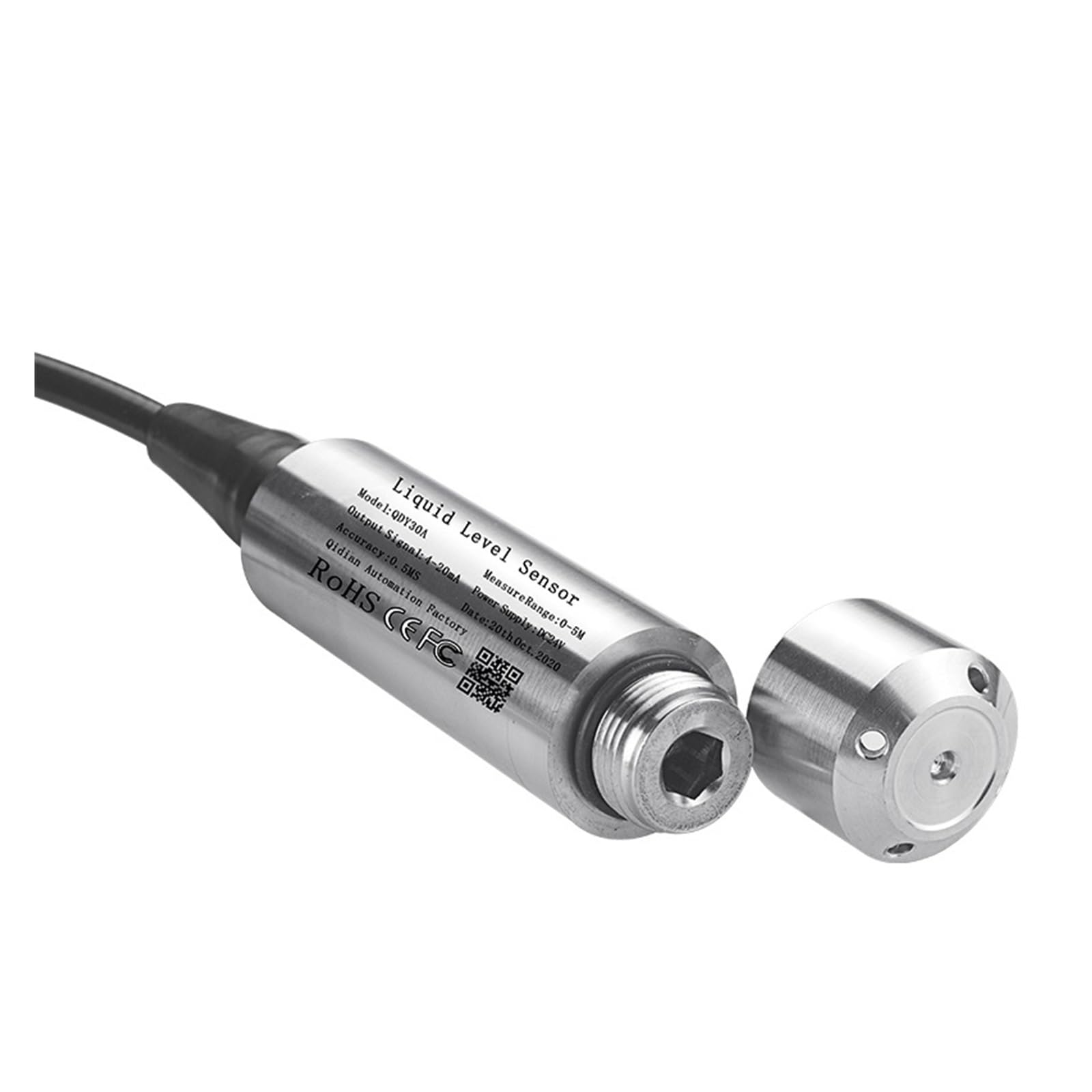 Czujnik poziomu cieczy | Wyjście: 4-20mA/0-10V/10V; Cechy: obudowa ze stali nierdzewnej (wyjście 4-20mA, 8m zasięg 10m kabel)