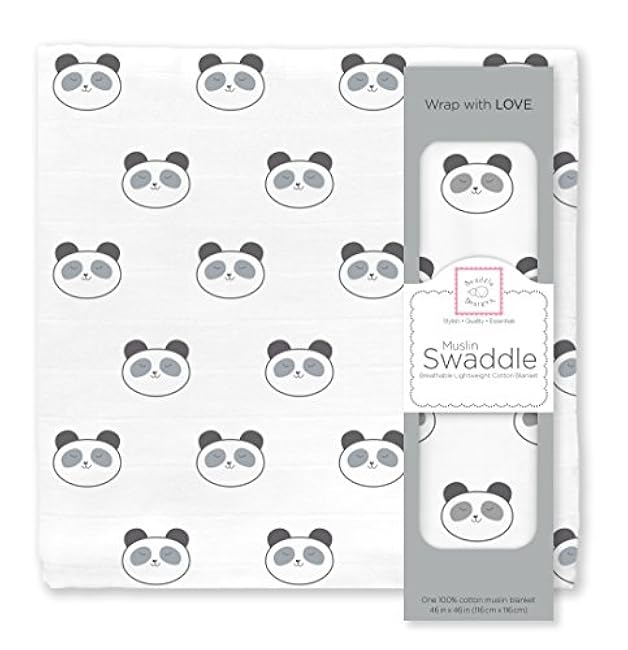 SwaddleDesigns Cotton Muslin Swaddle Blanket, Receiving Blanket for Boys & Girls, Best Shower Gift, 46x46 inches, Little Lambs, Sterling