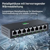 InHand Networks 8 Port Gigabit Switch, Unmanaged Netzwerk Switch, 8 x 10/100/1000 MBit/s RJ45 Ports, Metallgehäuse, Lüfterlos (Fanless), Plug & Play, mit EU Power Plug für Home Office & Gewerbe – Ansicht 8