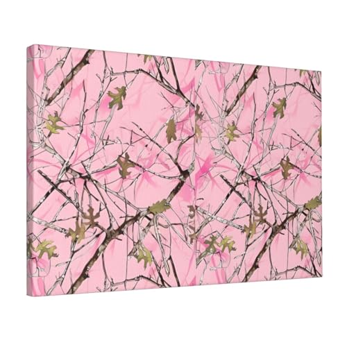 Poster imprimé camouflage rose sur toile pour raviver un mur blanc de chambre sans cadre