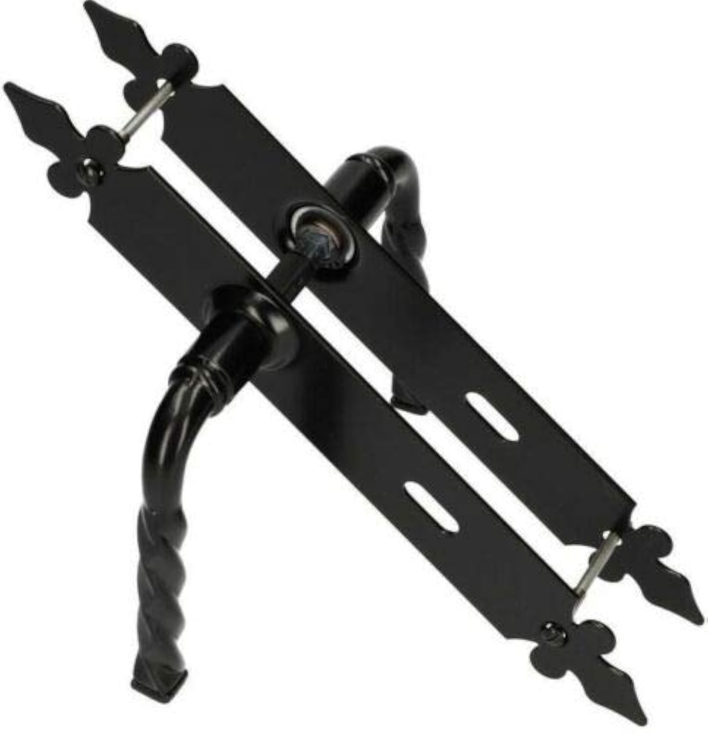 Maniglia per porta 72 mm PZ/BB/WC Maniglia per porta, maniglia per porta, set decorativo nero universale interno esterno ferro battuto antiruggine (BB)