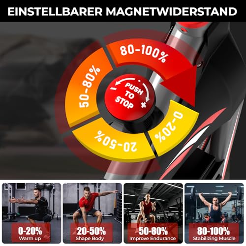 Ergometer Heimtrainer Fahrrad, TH-X3 Fitnessbikes mit Magnetischem Widerstand, Indoor Kardio Training, LCD Monitor mit IPad-Halterung Hometrainer 150 kg Belastbar – Bild 4